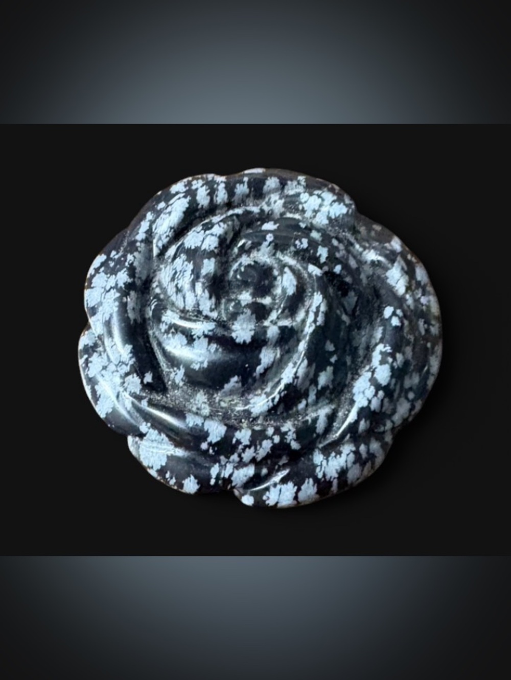 Snowflake Obsidian Carved Rose Flower Pendant. Perfect for hand-crafters